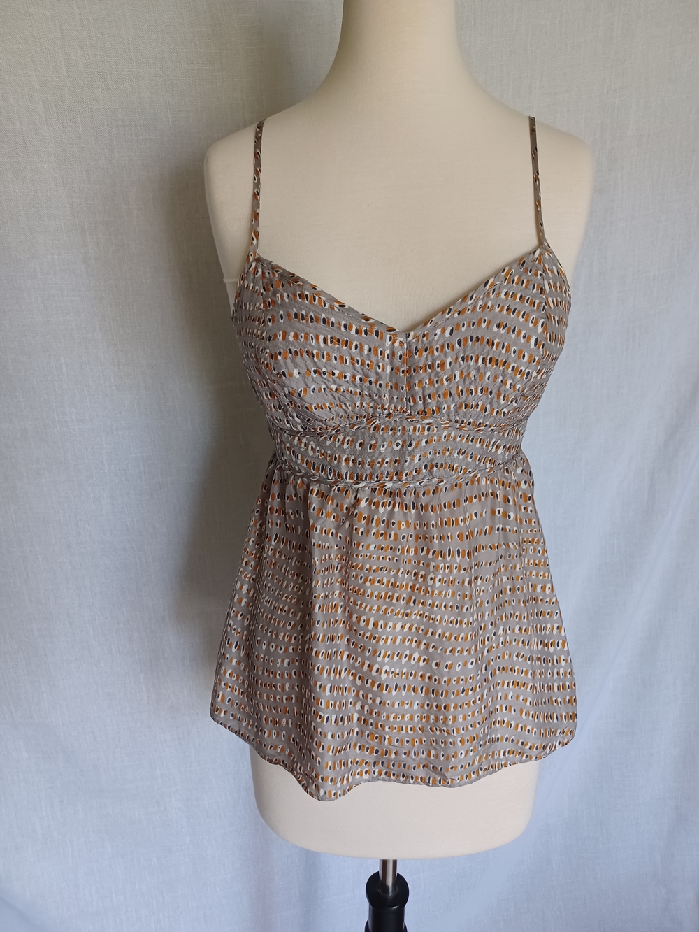 Lightweight Taupe and Mustard Spaghetti-Strap Camisole